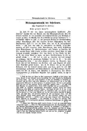 Meinungsaustausch der Leserinnen : (zur Begleitschrift der Petition)