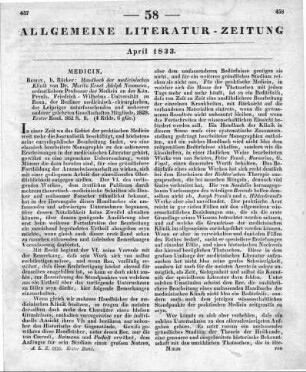 Naumann, M. E. A.: Handbuch der medicinischen Klinik. Bd. 1. Berlin: Rücker 1829