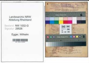 Entnazifizierung Wilhelm Egger, geb. 20.07.1906 (Haendler)