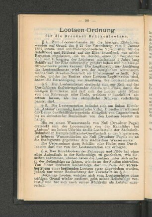 Lootsen-Ordnung für die Dresdener Brückenlootsen.