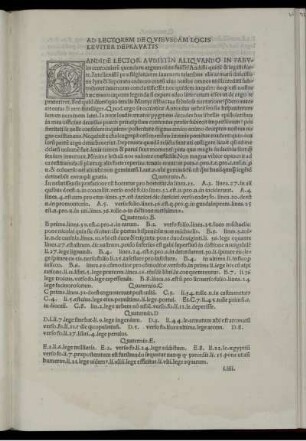 Ad lectorem de qvibvsdam locis leviter depravatis