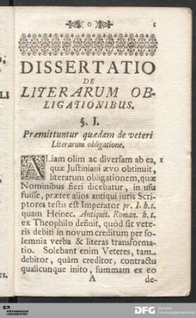 Dissertatio De Literarum Obligationibus.