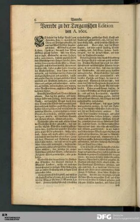 Vorrede zu der Torgauischen Edition von A.1601.