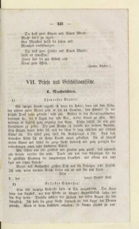 VII. Briefe und Geschäftsaufsätze