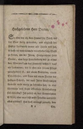Hochgelahrter Herr Doctor,