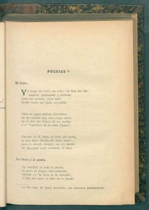 Poesías : El cofre [y] La línea y el punto [y] La lámpara inútil