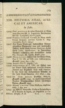 XXII. Historia Asiae, Africae et Americae