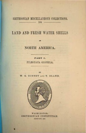 Land and fresh water shells of North America. 1, Pulmonata geophila