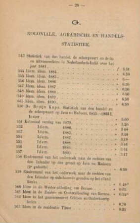 G. Koloniale, agrarische en handelsstatistiek
