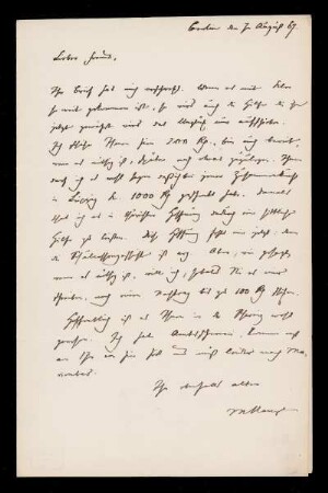 Brief von Moriz Haupt an Salomon Hirzel