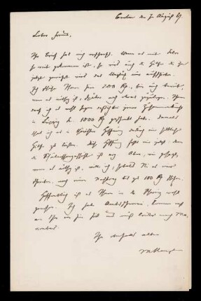 Brief von Moriz Haupt an Salomon Hirzel