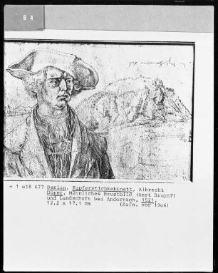 Die niederländische Reise (Das Skizzenbuch mit Silberstiftzeichnungen) — Brustbild eines Mannes aus Antwerpen; der Krahnenberg bei Andernach