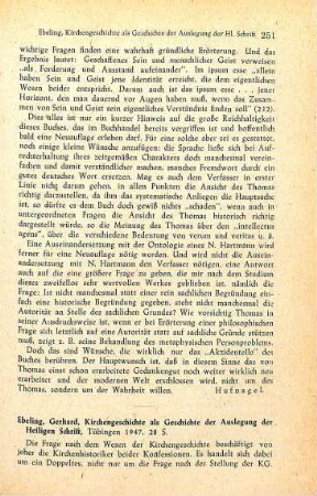 251-253 [Rezension] Ebeling, Gerhard, Kirchengeschichte als Geschichte der Auslegung der Heiligen Schrift