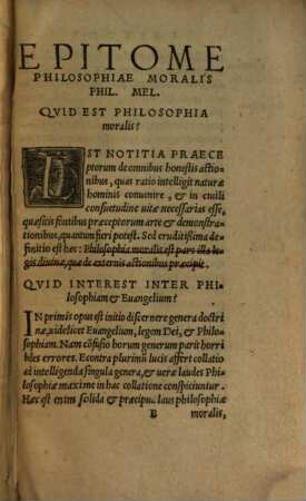 Philippi Melanchtonis Philosophiae moralis Epitomes libri duo emendati & aucti : Nam Tres Virtvtes Additae, Quintus Aristotelis totus immutatus, acceßit etiam tractatus De autoritate principum, et alter De arbore consanguinitatis et affinitatis, et index copiosus