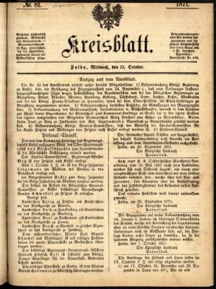 Ausgabe vom Mittwoch, den 11. Oktober 1871.