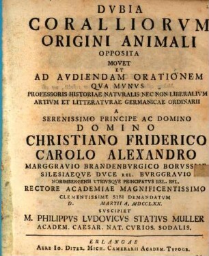 Dubia Coralliorum Origini Animali Opposita