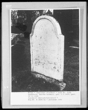 Grabstein von Bertha Schwarz (gestorben 1905.11.16)