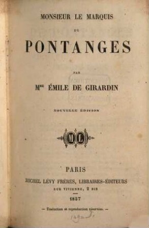 Monsieur le Marquis de Pontanges