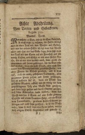 Achte Abtheilung. Von Torten und Gebackenen.