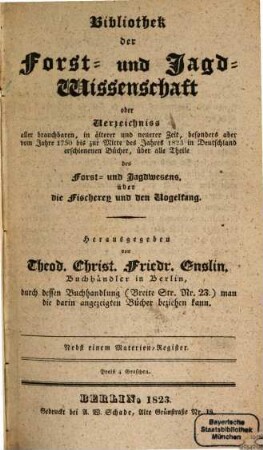 Bibliothek der Forst- und Jagd-Wissenschaft