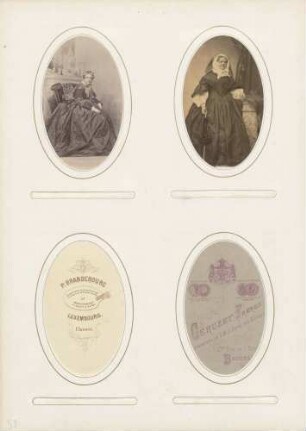links oben: Königinwitwe Elisabeth Ludovika von Preußen rechts oben: Unbekannt (Dame) links unten: leer rechts unten: leer