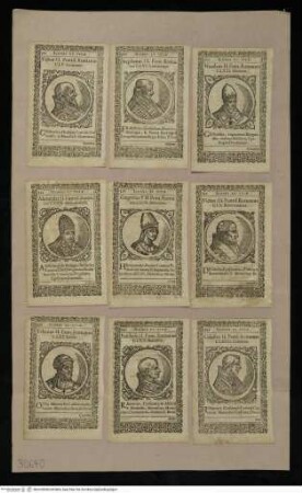 9 Papstporträts in Einzelblättern