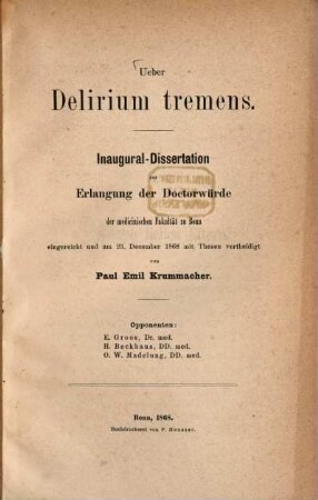 Über Delirium tremens