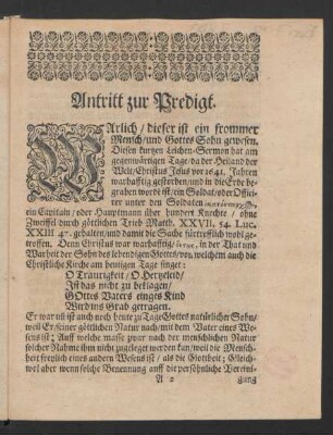 Antritt zur Predigt.