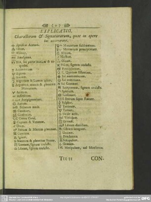 Explicatio. Characterum & Signaturarum, quae in opere hoc occurrerunt