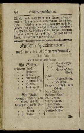 Küchen - Specification, was in einer Küche vorkommt, [...]