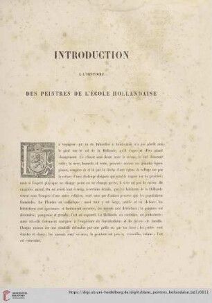 Introduction a l'Histoire des Peintres de l'École Hollandaise