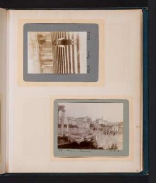 Fotoalbum einer Italienreise von Vendig bis Neapel : Albumseite 11 mit zwei Fotografien von Rom (Knabenporträt und Forum Romanum)