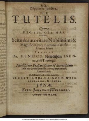 Disputatio Iuridica De Tutelis