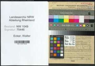 Entnazifizierung Walter Ecker , geb. 25.09.1918 (Lehrer)