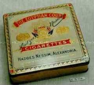 Blechdose für 100 Stück "THE EGYPTIA COURT CIGARETTES, HADGES NESSIM, ALEXANDRIA"