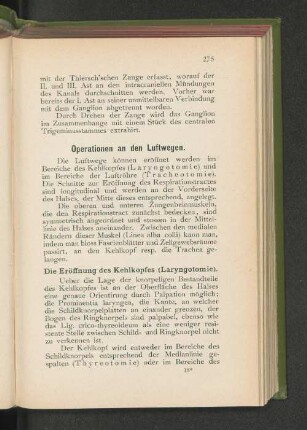 Die Eröffnung des Kehlkopfes (Laryngotomie).