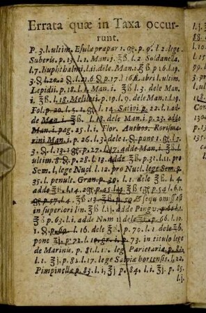 Errata quæ in Taxa occurrunt.