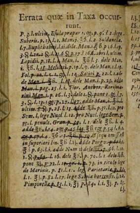 Errata quæ in Taxa occurrunt.
