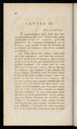 36-43, Lettre III.