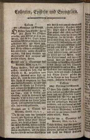 Collecten, Episteln und Evangelien.