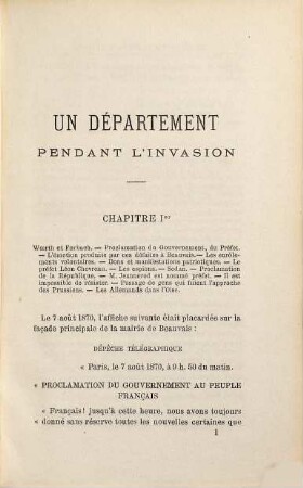 Un Département pendant l'Invasion 1870 - 1871