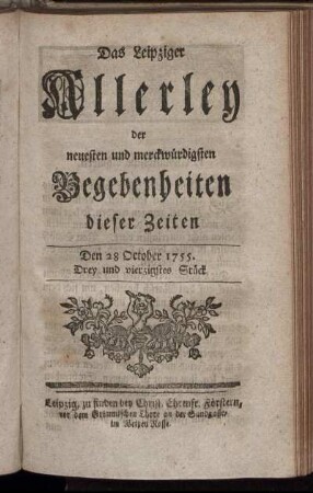 Den 28. October 1755. Drey und vierzigstes Stück.
