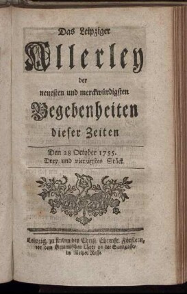 Den 28. October 1755. Drey und vierzigstes Stück.