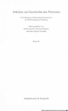 Der "Geistliche Würtz= Kräuter= und Blumen=Garten" des Christoph Schütz : ein radikalpietistisches "UNIVERSAL-Gesang=Buch"