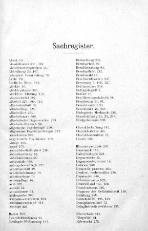 VII-XII, Sachregister