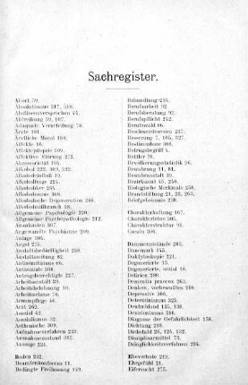 VII-XII, Sachregister