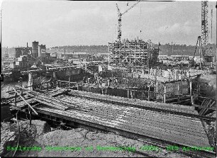 Baustelle des Mehrzweckforschungsreaktors (MZFR), von Südosten