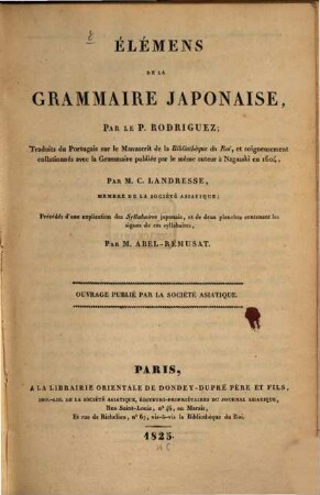 Elémens de la grammaire Japonaise
