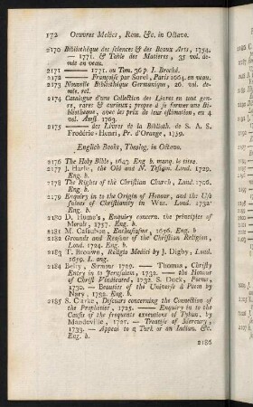 172-196, English Books, Theolog. in Octavo - Hoogduitsche Boeken, in Octavo