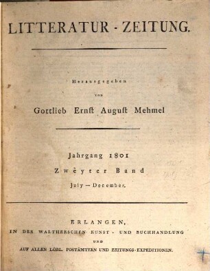 Litteratur-Zeitung. 1801, Juli/Dez. = Bd. 6